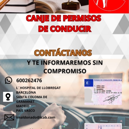 CANJE DE PERMISOS DE CONDUCIR